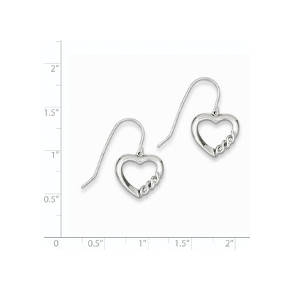 Sterling Silver Heart Diamond Earring