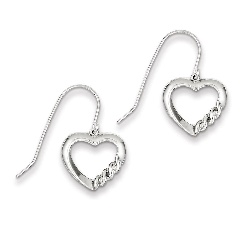 Sterling Silver Heart Diamond Earring