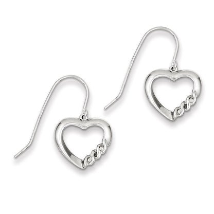Sterling Silver Heart Diamond Earring