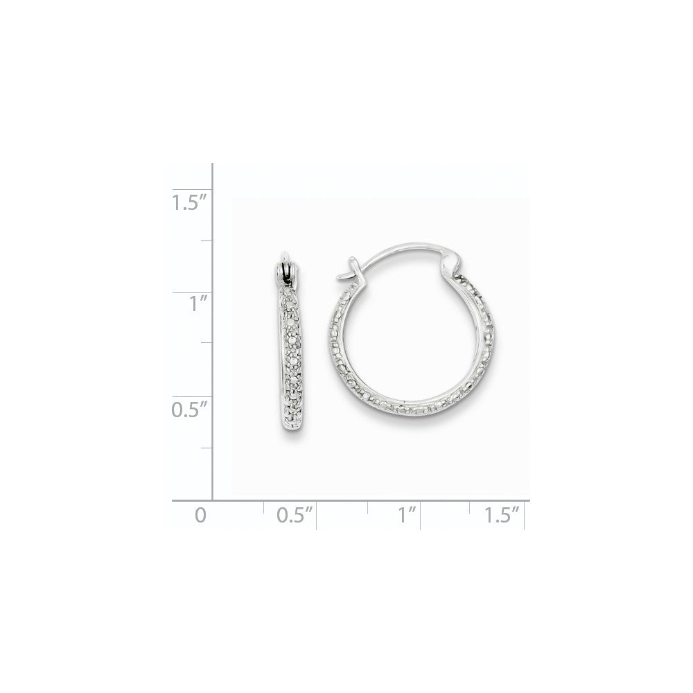 Sterling Silver Rhodium Diamond Hoop Earring