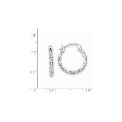 Sterling Silver Rhodium Diamond Hoop Earring