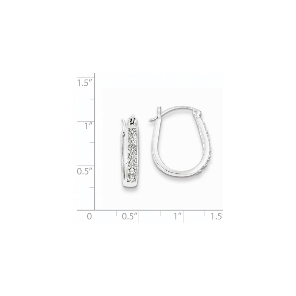 Sterling Silver Rhodium Diamond Hoop Earrings