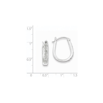 Sterling Silver Rhodium Diamond Hoop Earrings