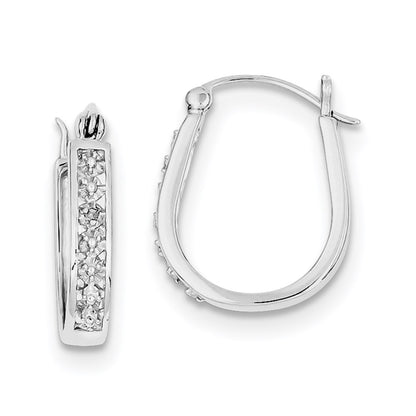Sterling Silver Rhodium Diamond Hoop Earrings