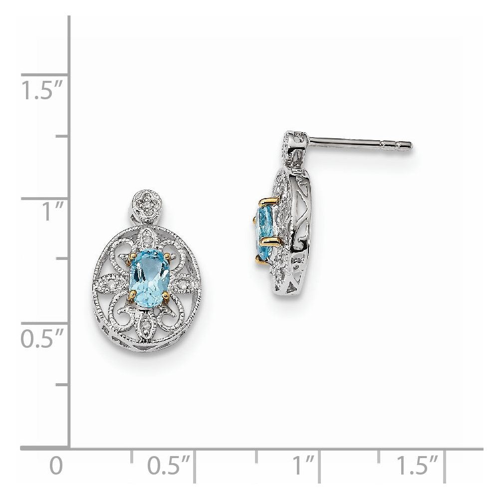 Sterling Silver u0026 14K Sky Blue Topazu0026 Diamond Earrings