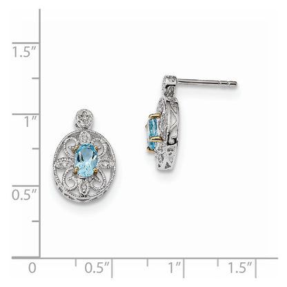 Sterling Silver u0026 14K Sky Blue Topazu0026 Diamond Earrings