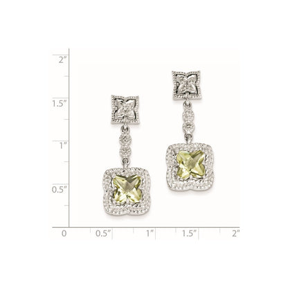 Sterling Silver Lemon Quartz u0026 Diamond Earrings
