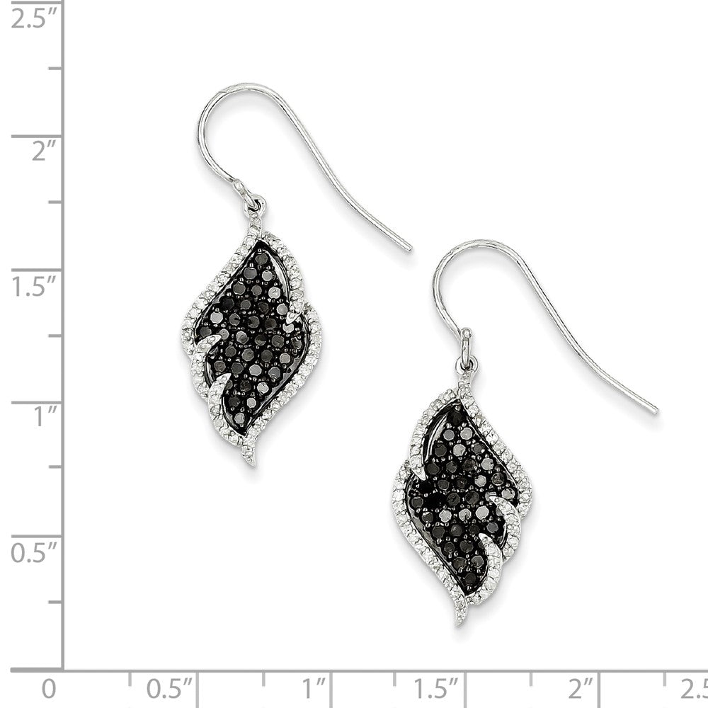 Sterling Silver Black u0026 White Diamond Earring