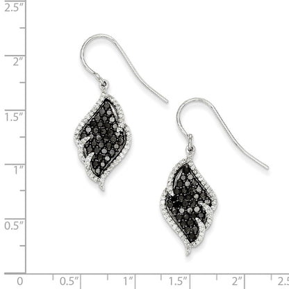 Sterling Silver Black u0026 White Diamond Earring