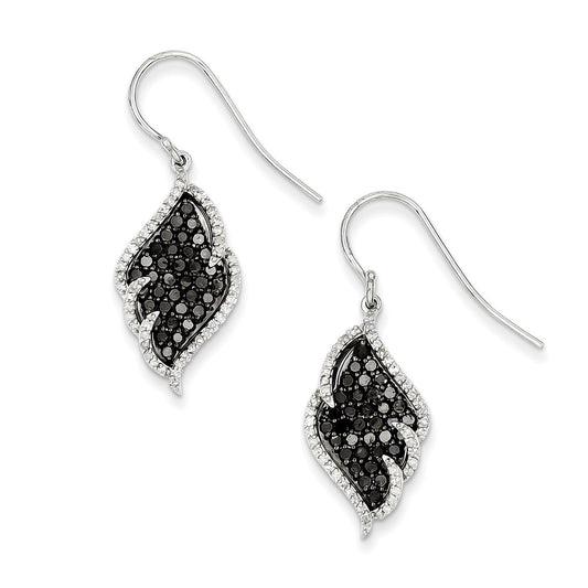 Sterling Silver Black u0026 White Diamond Earring