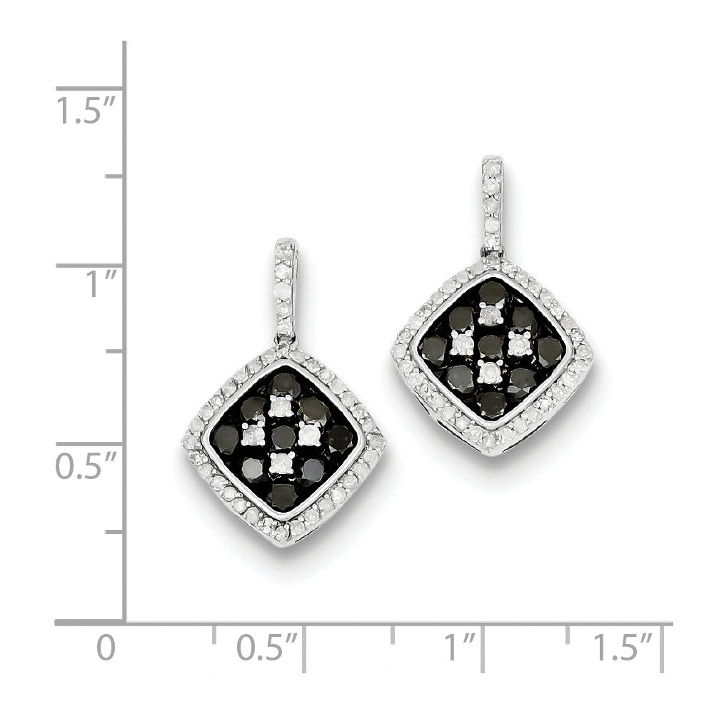 Sterling Silver Black u0026 White Diamond Earring