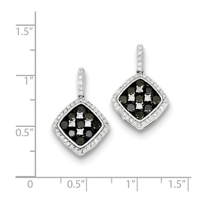 Sterling Silver Black u0026 White Diamond Earring