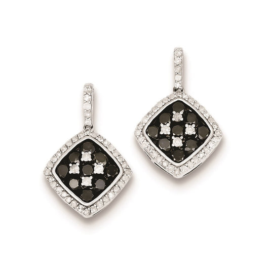 Sterling Silver Black u0026 White Diamond Earring