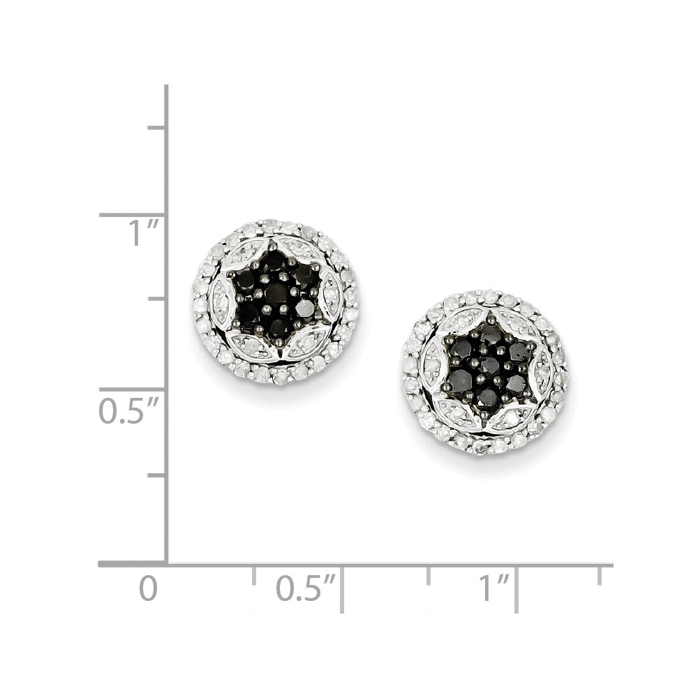 Sterling Silver Black u0026 White Diamond Earring