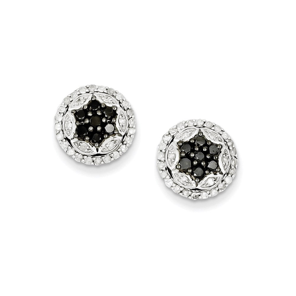 Sterling Silver Black u0026 White Diamond Earring