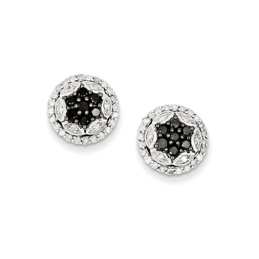 Sterling Silver Black u0026 White Diamond Earring