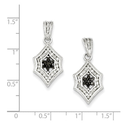 Sterling Silver Black u0026 White Diamond Earring