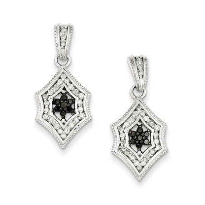 Sterling Silver Black u0026 White Diamond Earring