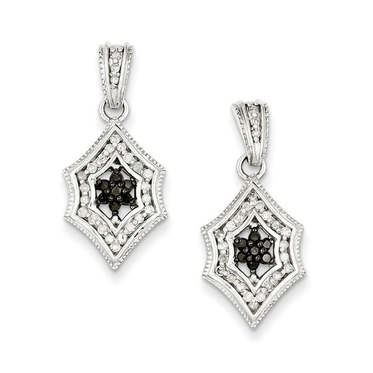 Sterling Silver Black u0026 White Diamond Earring