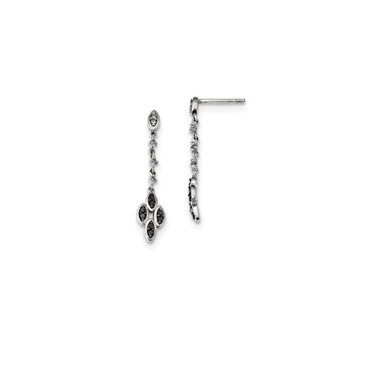 Sterling Silver Black u0026 White Diamond Earring