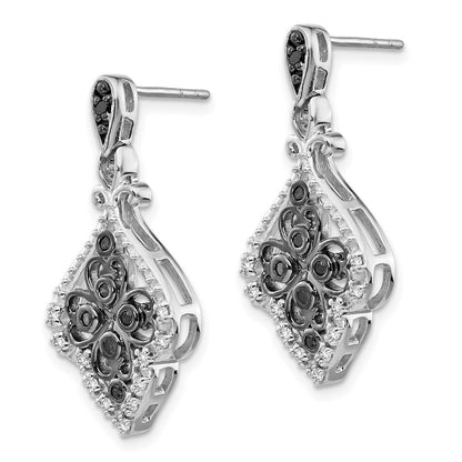 Sterling Silver Black u0026 White Diamond Earring