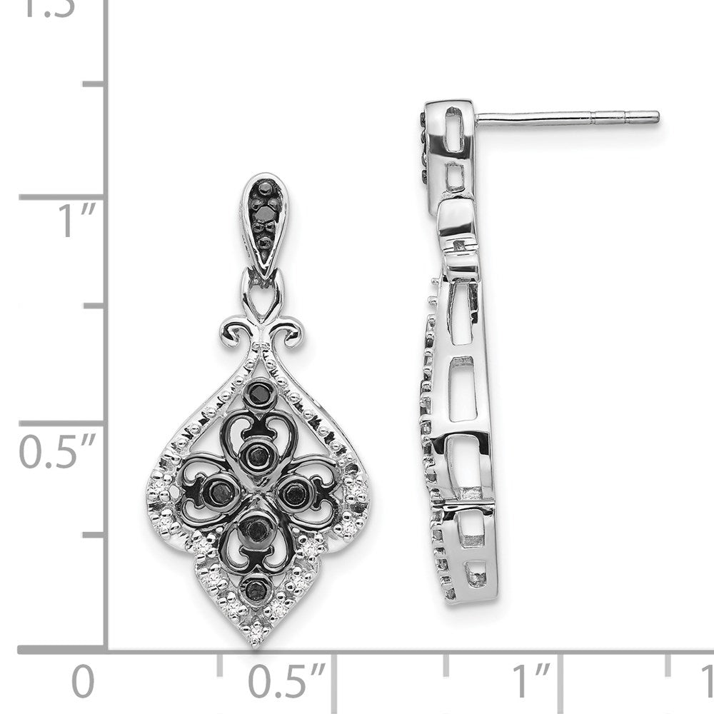 Sterling Silver Black u0026 White Diamond Earring