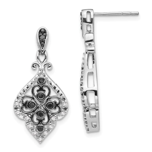 Sterling Silver Black u0026 White Diamond Earring