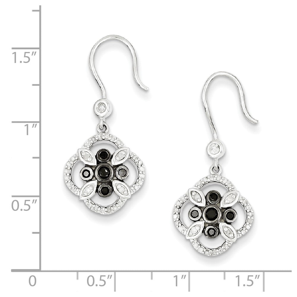 Sterling Silver Black u0026 White Diamond Earring