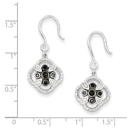 Sterling Silver Black u0026 White Diamond Earring