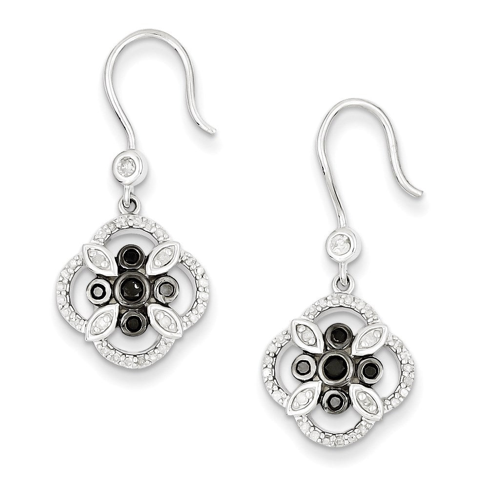Sterling Silver Black u0026 White Diamond Earring