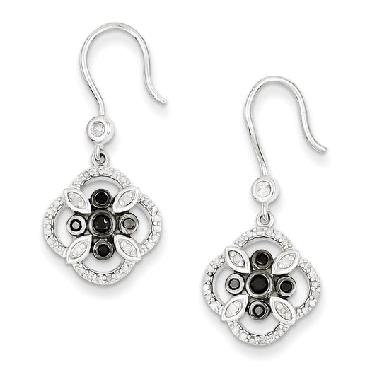 Sterling Silver Black u0026 White Diamond Earring