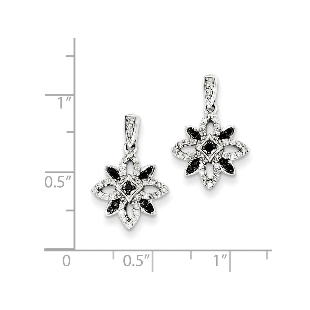Sterling Silver Black u0026 White Diamond Earring