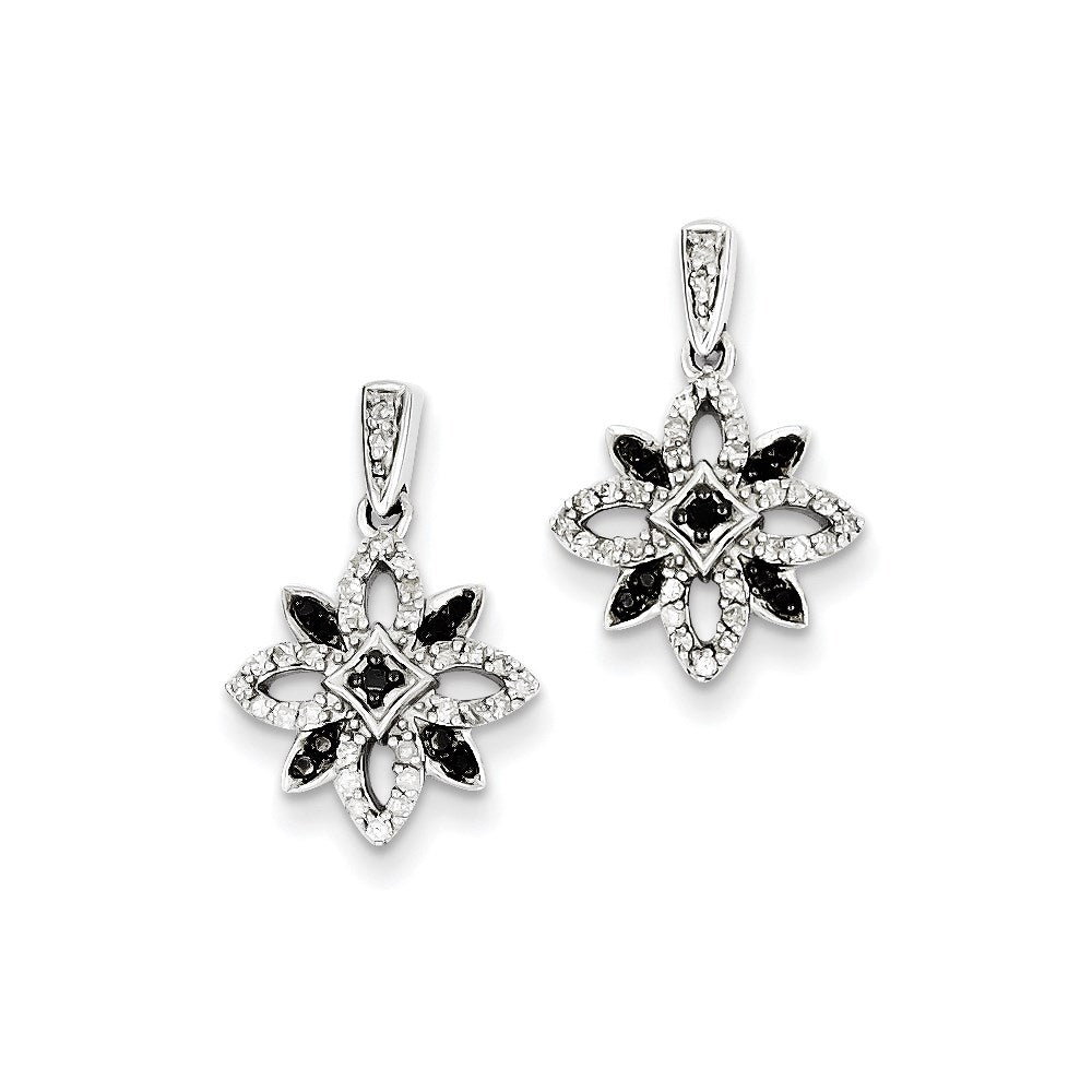 Sterling Silver Black u0026 White Diamond Earring