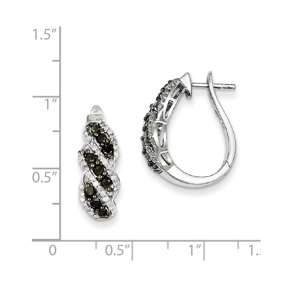 Sterling Silver Black u0026 White Diamond Earring
