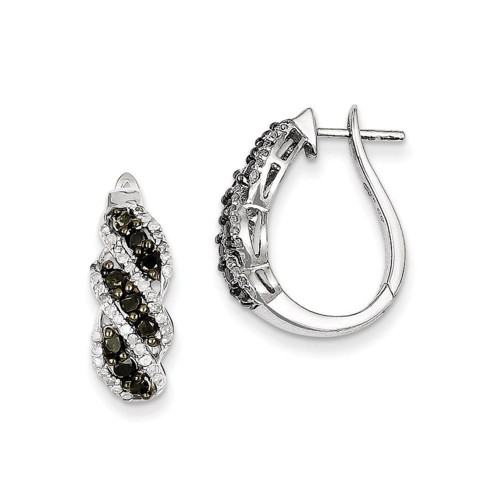 Sterling Silver Black u0026 White Diamond Earring