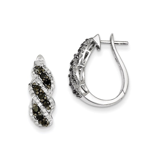 Sterling Silver Black u0026 White Diamond Earring
