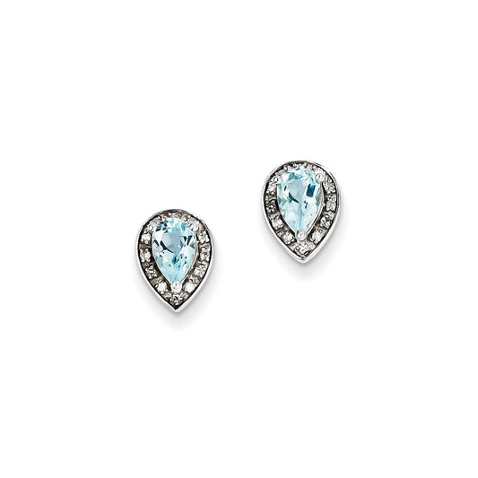 Sterling Silver Diamond u0026 Blue Topaz Earring