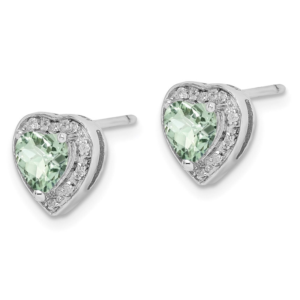 Sterling Silver Rhodium-plated Diamond u0026 Green Quartz Earrings