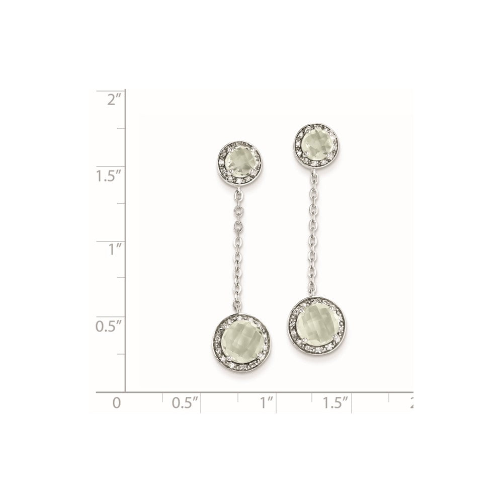 Sterling Silver Diamond u0026 Green Quartz Earrings
