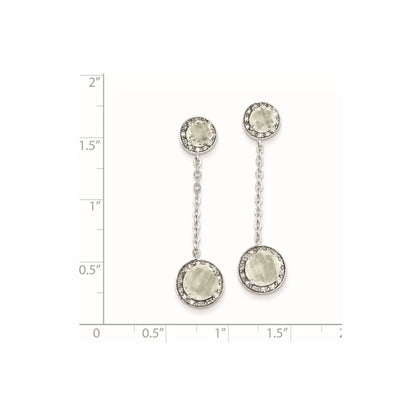 Sterling Silver Diamond u0026 Green Quartz Earrings