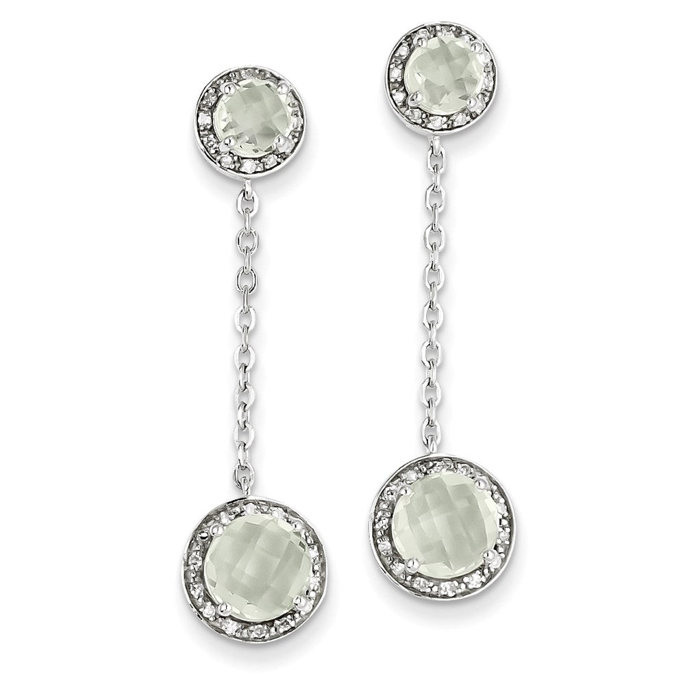 Sterling Silver Diamond u0026 Green Quartz Earrings