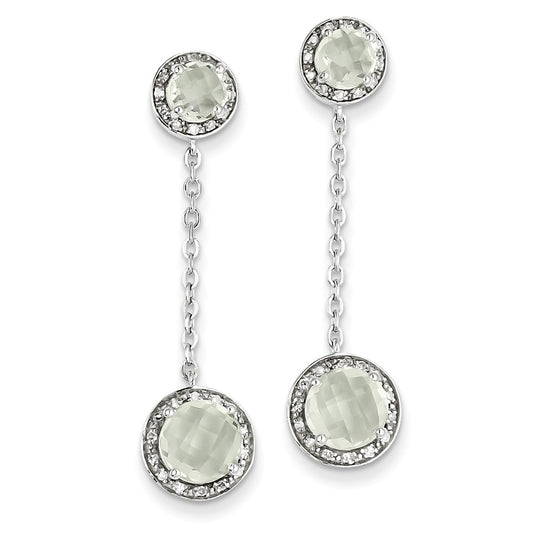 Sterling Silver Diamond u0026 Green Quartz Earrings
