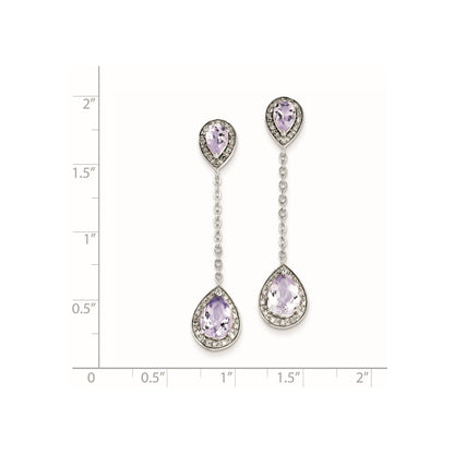 Sterling Silver Diamond u0026 Pink Quartz Earring