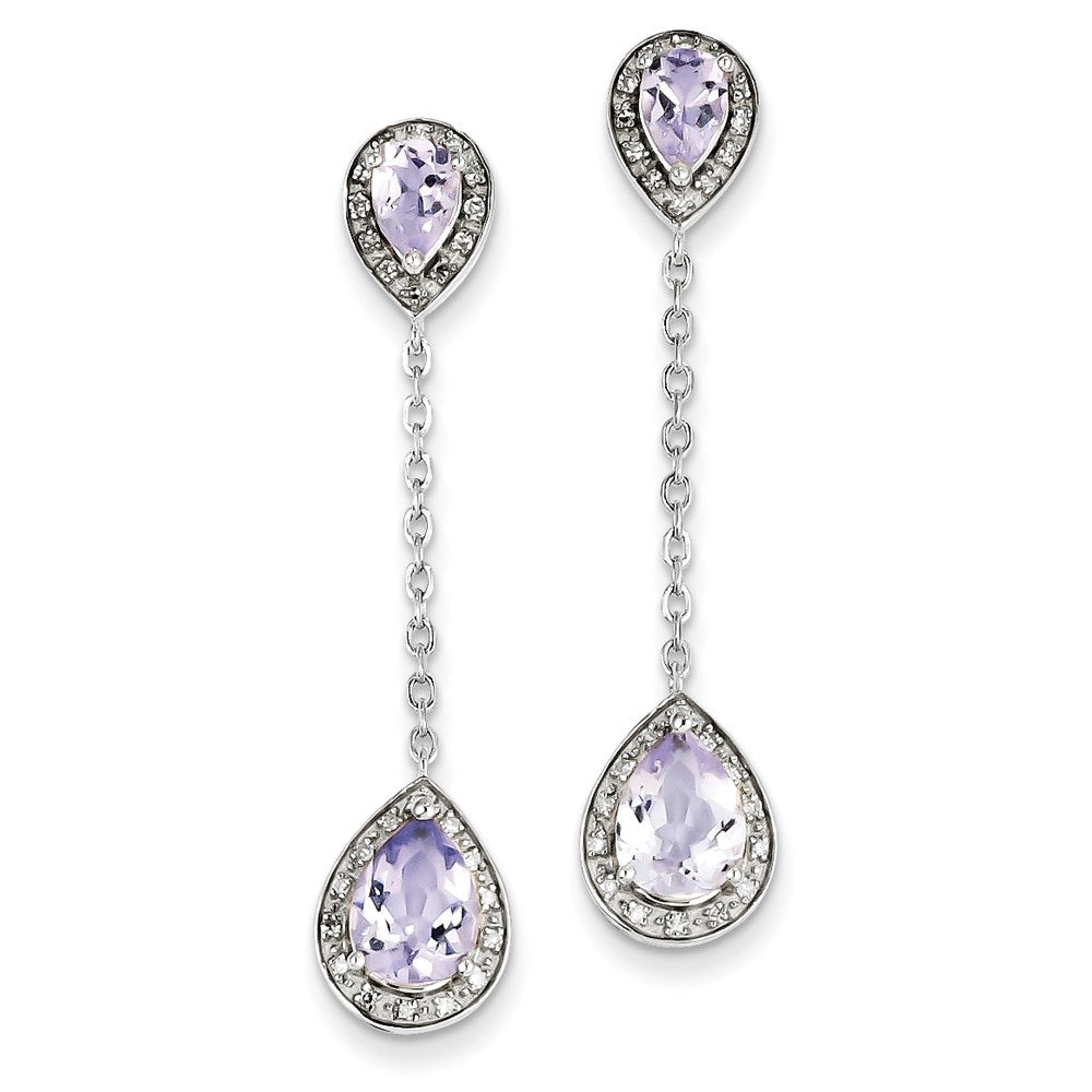 Sterling Silver Diamond u0026 Pink Quartz Earring