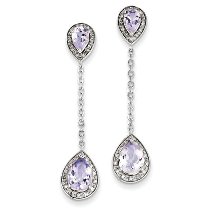 Sterling Silver Diamond u0026 Pink Quartz Earring