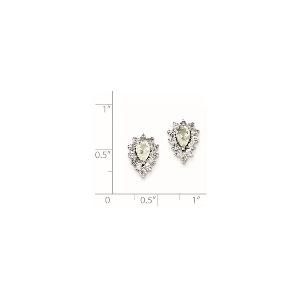 Sterling Silver Diamond u0026 Green Quartz Earrings