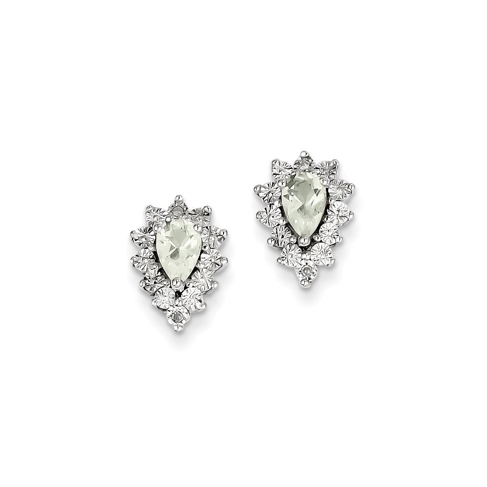 Sterling Silver Diamond u0026 Green Quartz Earrings