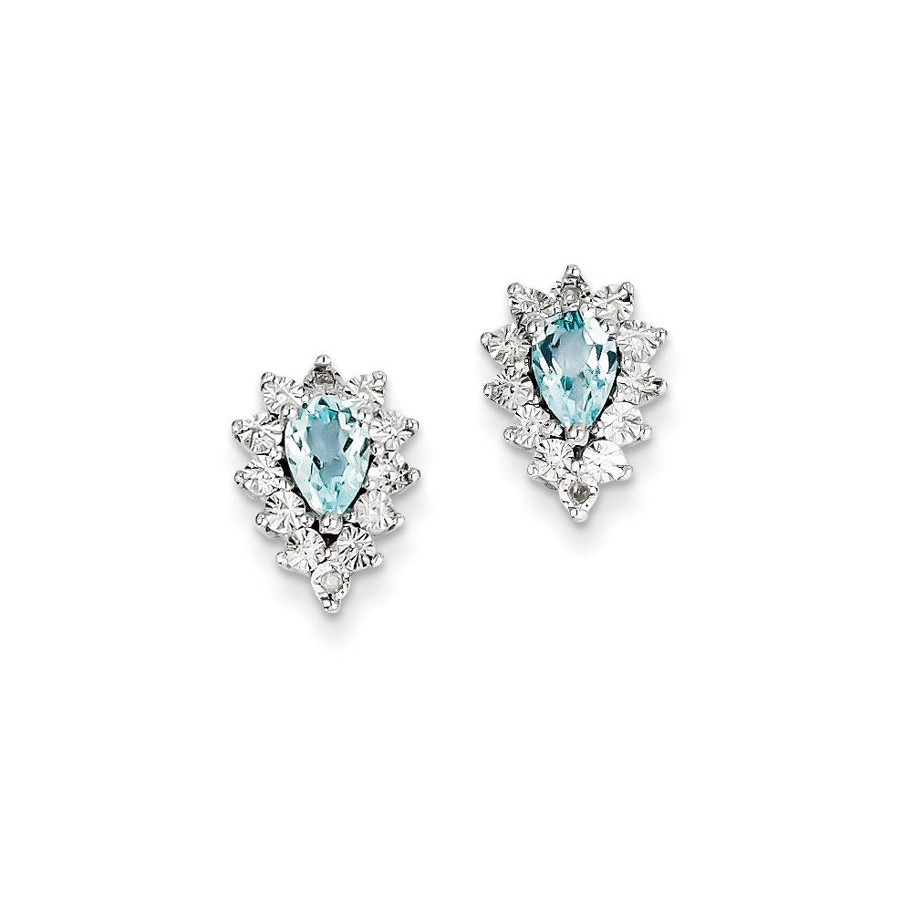 Sterling Silver Diamond u0026 Blue Topaz Earring