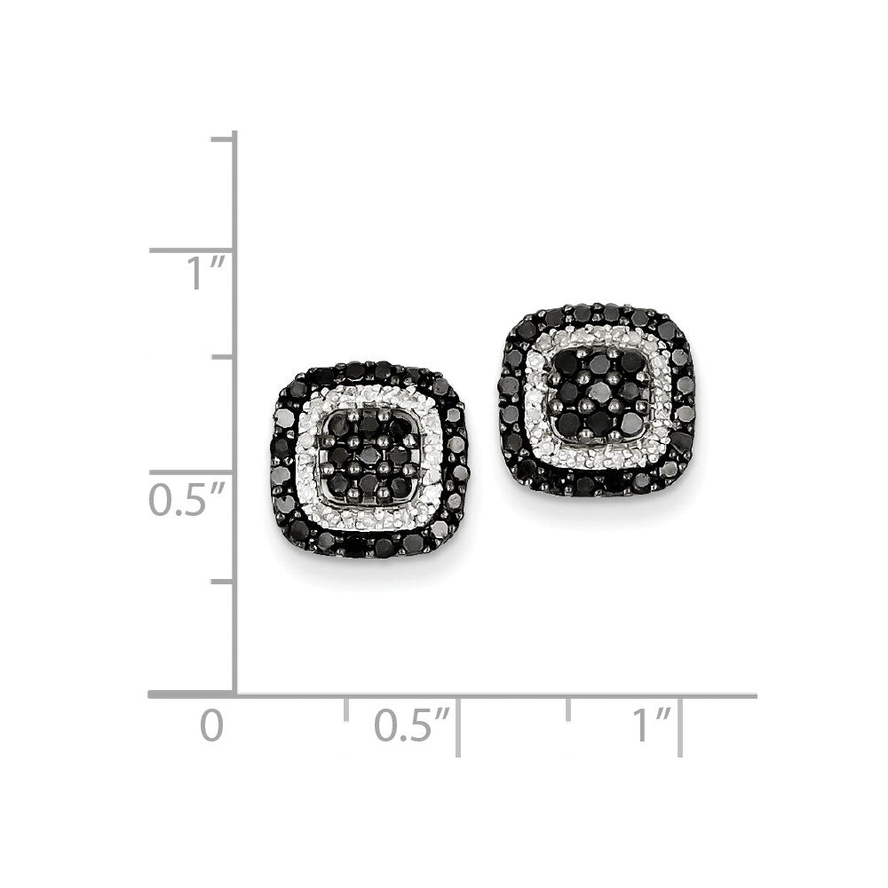 Sterling Silver Black u0026 White Diamond Earring