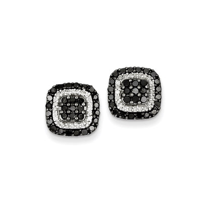 Sterling Silver Black u0026 White Diamond Earring